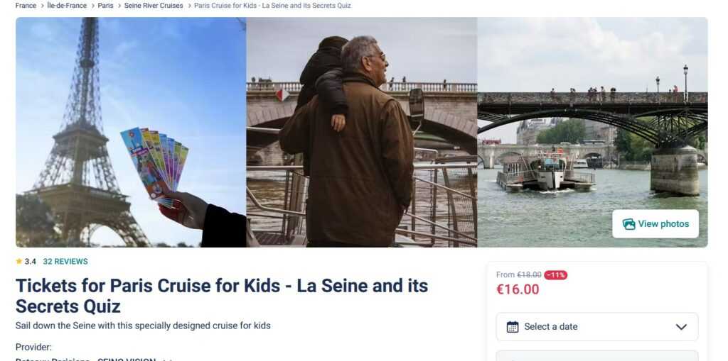 Paris Cruise for Kids by Bateaux Parisiens - Another very popular family cruises in Paris