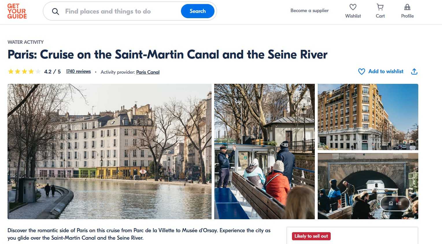 Cruise on the Saint-Martin Canal and Seine Villette to Orsay